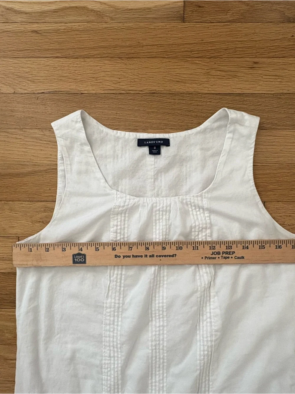 Lands' End White Pintuck Dress 100% Cotton Size 8 Pockets - Picture 6 of 8